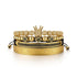 Royal Armbandset Herren vergoldet Zirkonia-Kupferkugel handgestricktes geflochtenes Seil